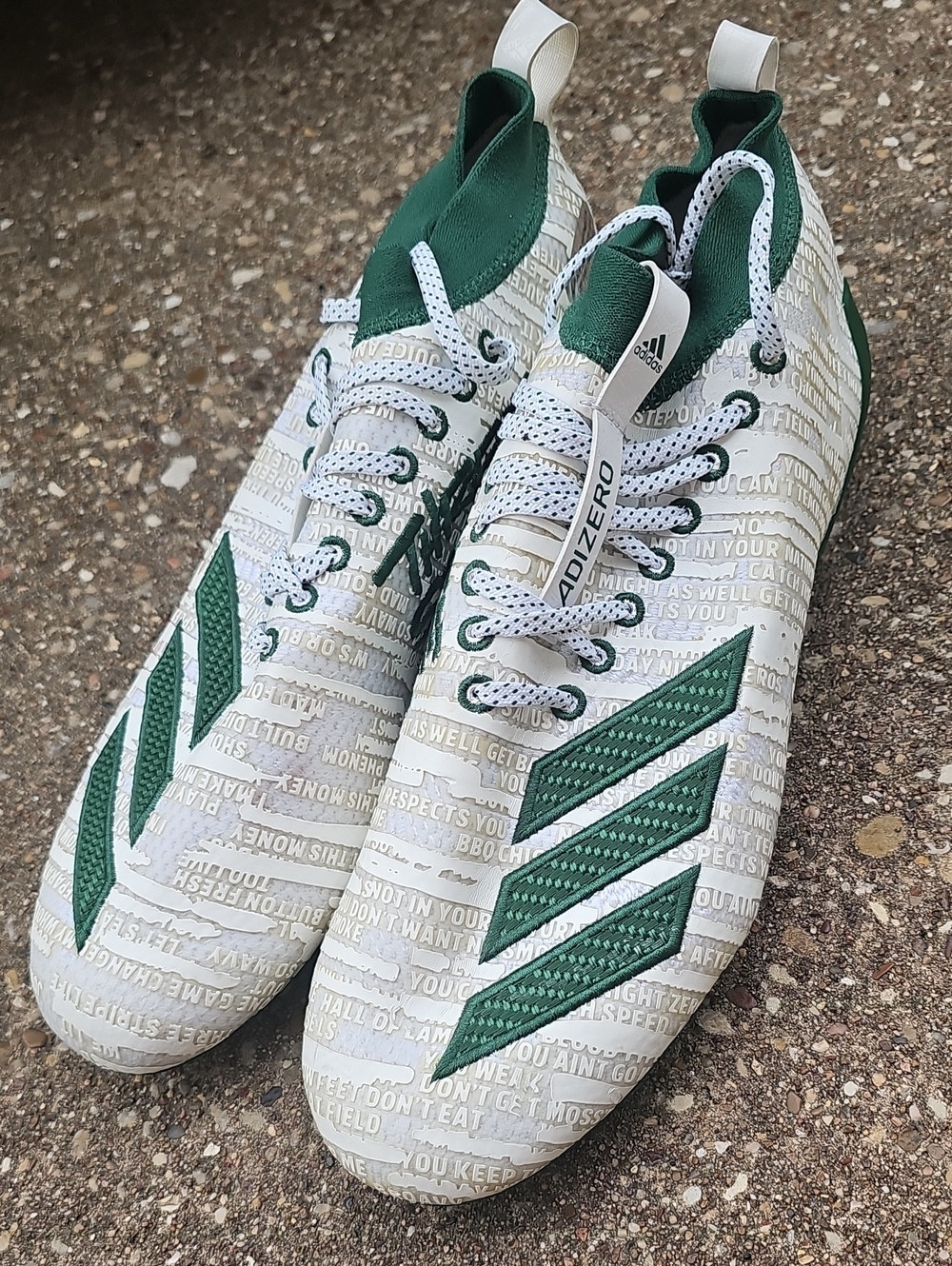 adidas Green White Adizero 8.0 Football Athletic Cleats Three Stripe Life 12